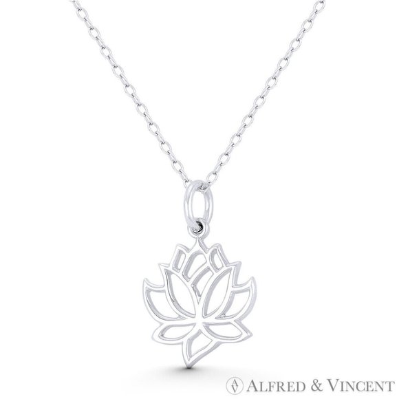 Alfred & Vincent Jewelry Lotus Flower Charm Buddhist Pendant In 925